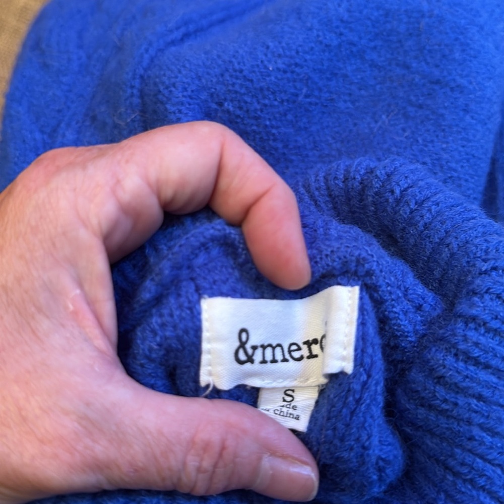 GUC Blue Turtleneck Cable Knit Sweater - Picture 5 of 5